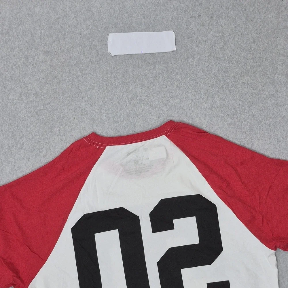 True‎ Religion Men Shirt L White Graphic Logo Number Raglan Baseball Tee